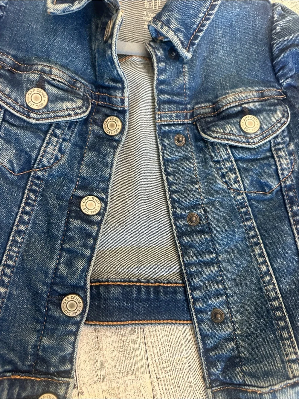 GAP Girls Blue puff shoulder Denim Button-Up Jacket size 4years